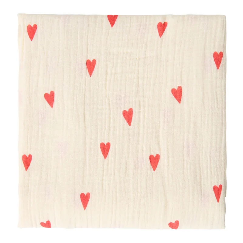 Studio Noos Swaddle 'Hearts' 120 x 120 cm Off White