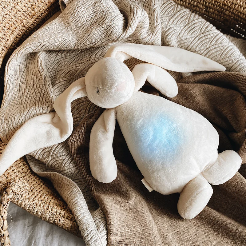 Moonie Kuscheltier Hase mit Licht 'Organic Humming Bunny' Polar