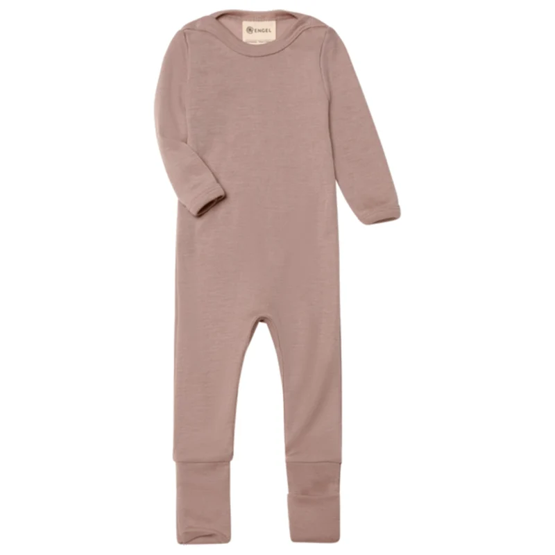 Engel Schurwolle/Seide Strampler mit Umschlägen Dusty Rose