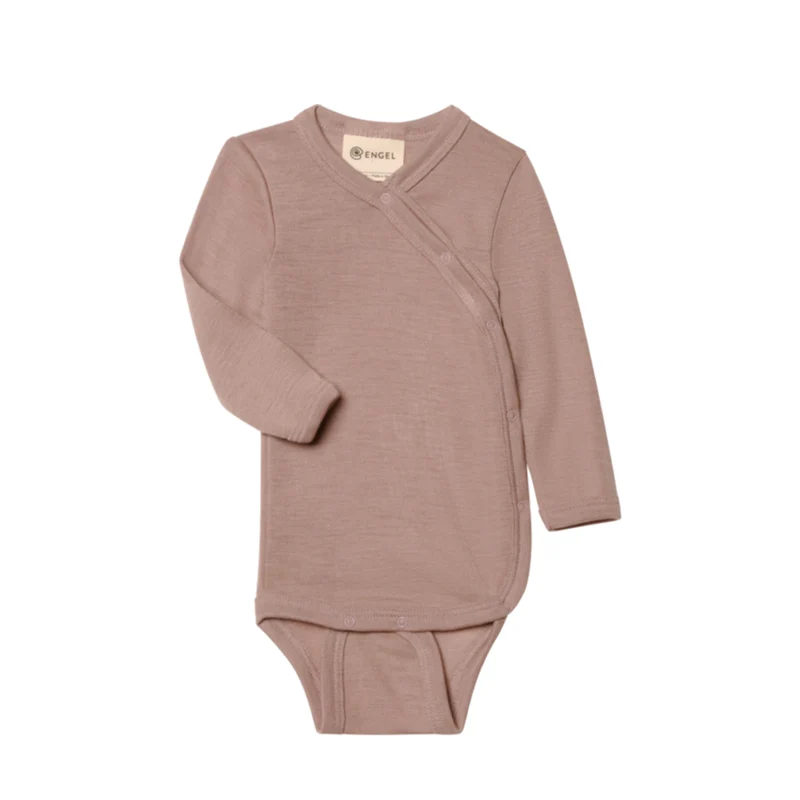 Engel Schurwolle/Seide Wickelbody Langarm Dusty Rose