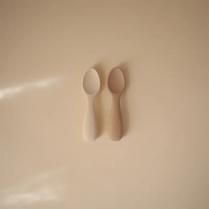 Mushie Starter Baby Löffel 2er-Set Natural/Shifting Sand