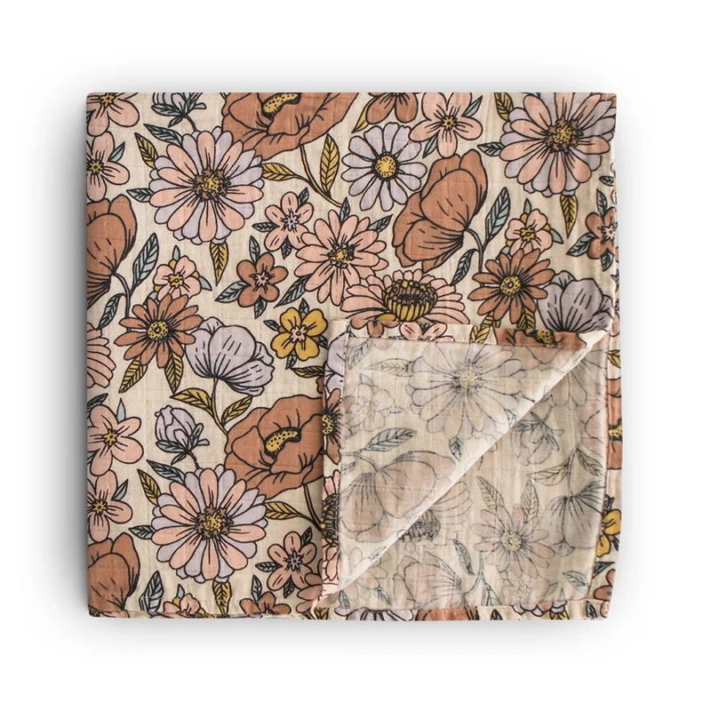 Mushie Musselin Swaddle Retro Flowers