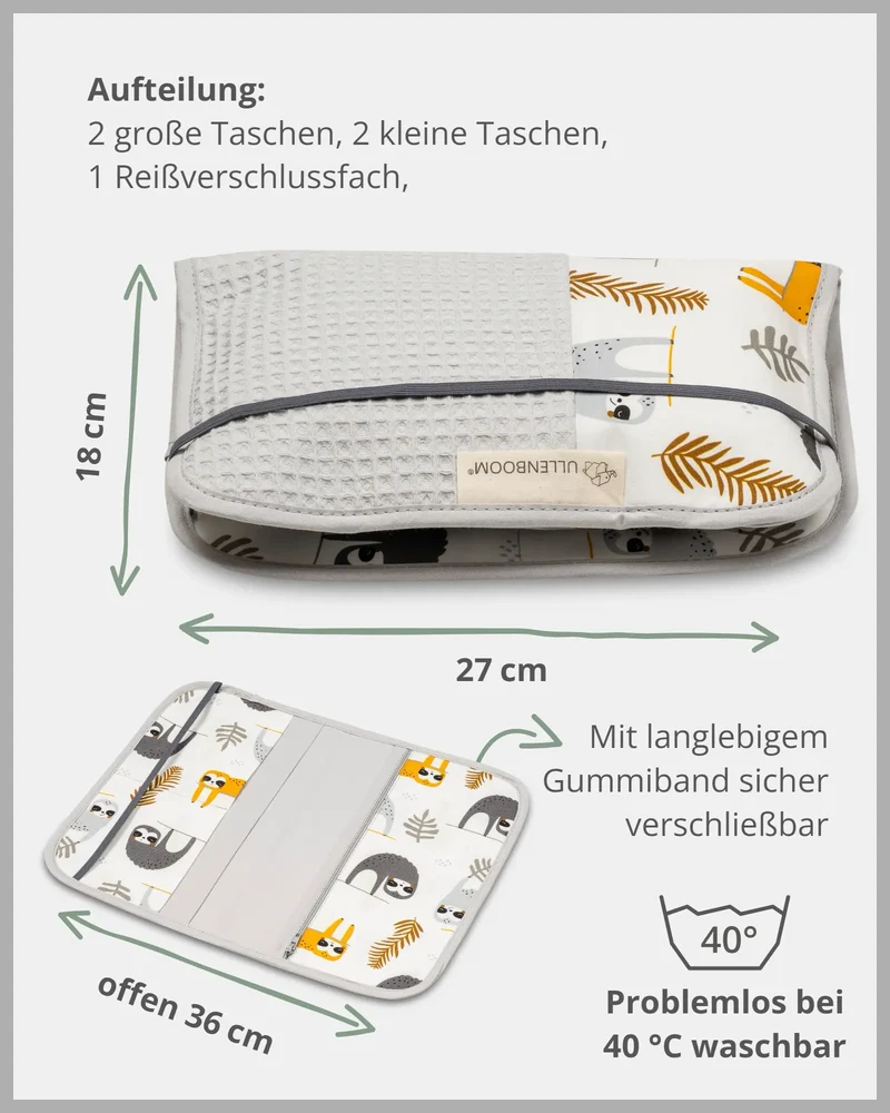 Windeltasche Grau Faultiere