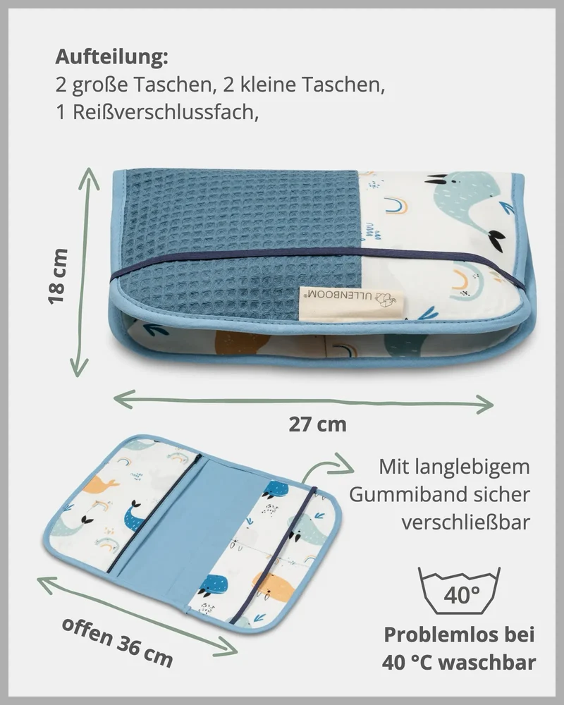 Windeltasche Blau Wale