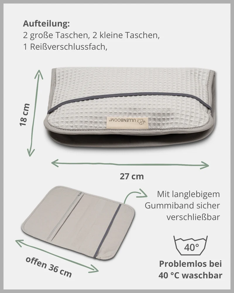 Windeltasche Waffelpiqué Grau