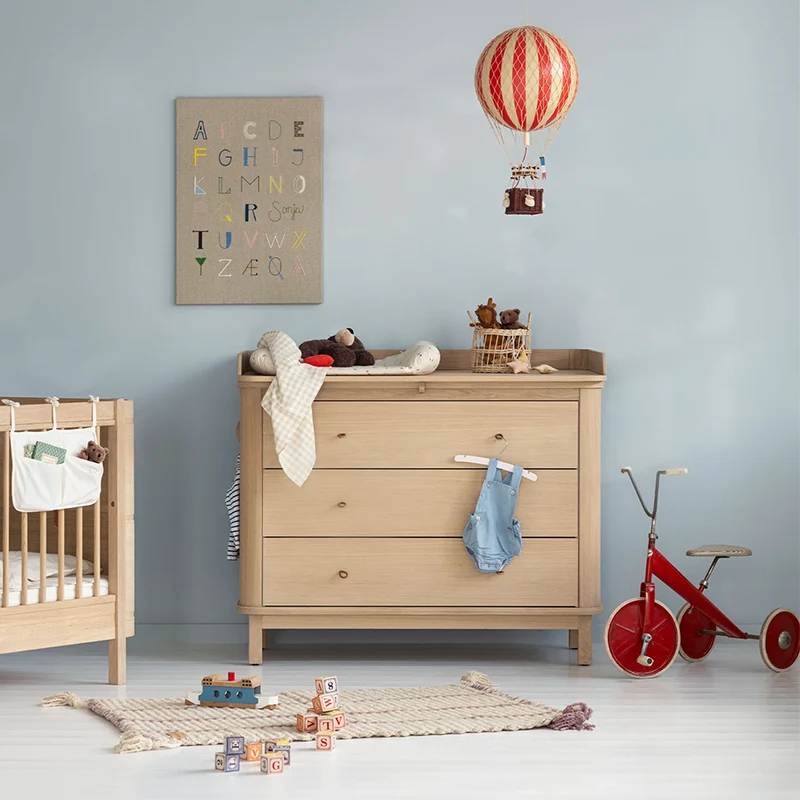 Oliver Furniture Wood Wickelkommode mit 3 Schubladen Eiche