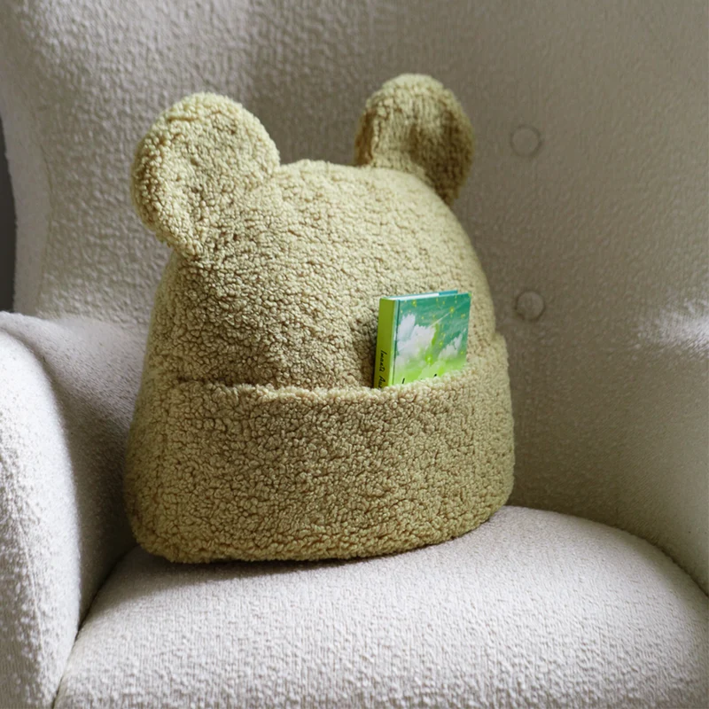 Wigiwama Kissen mit Tasche 'Teddy' Matcha
