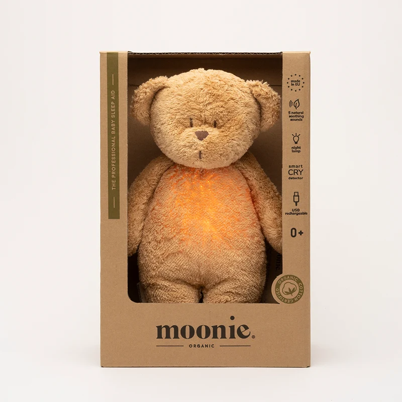 Moonie Teddybär mit Licht 'Organic Humming Bear' Cappuccino