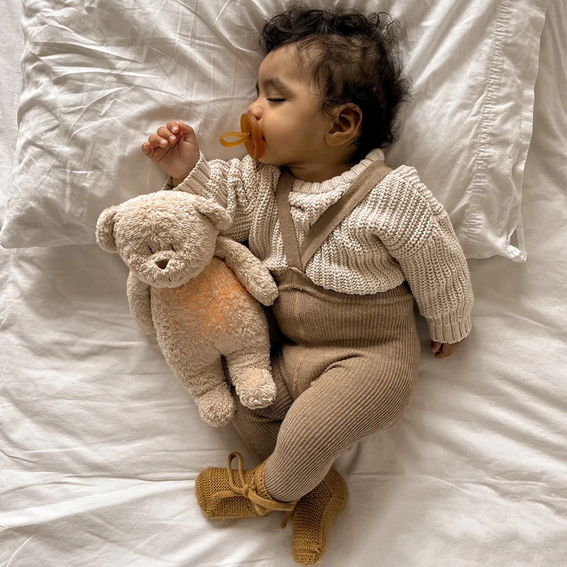 Moonie Teddybär mit Licht 'Organic Humming Bear' Sand