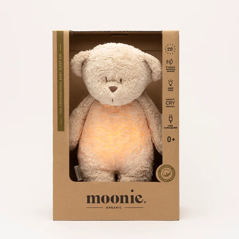 Moonie Teddybär mit Licht 'Organic Humming Bear' Sand