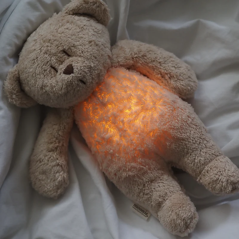 Moonie Teddybär mit Licht 'Organic Humming Bear' Sand
