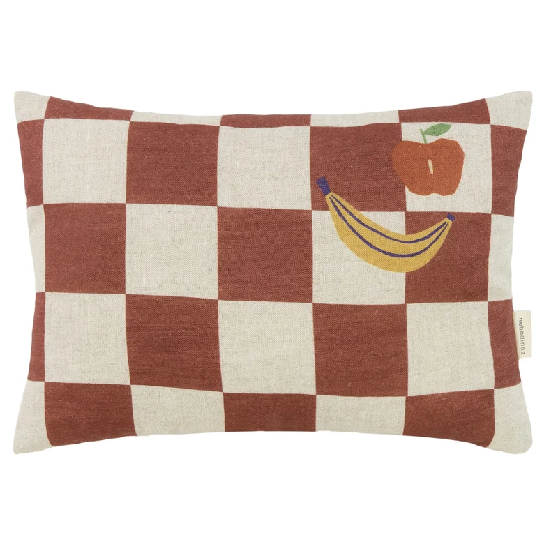 Dekokissen "Vibes -Maroon Checks Fruits" 33x22cm