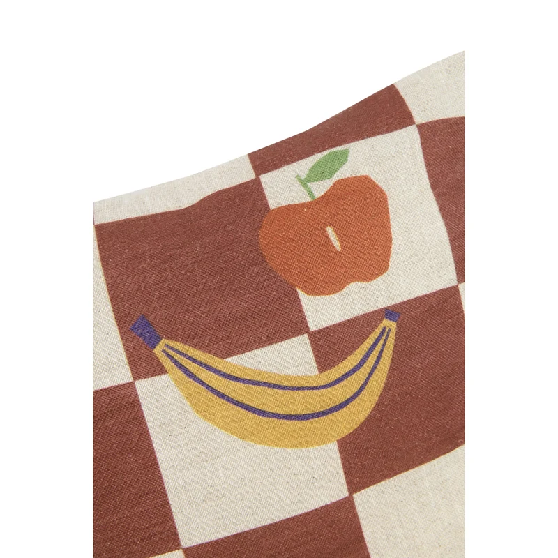 Dekokissen "Vibes -Maroon Checks Fruits" 33x22cm