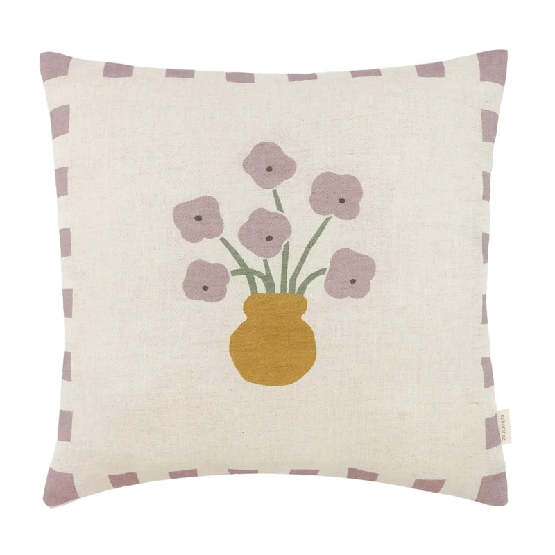 Dekokissen " Vibes - Lilac Checks Flowers" 40x40cm
