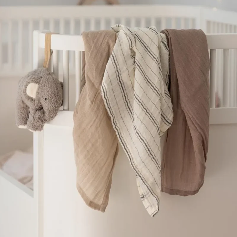 Sebra Musselin-Spucktuch 3-er Pack Cream Stripe, Beige