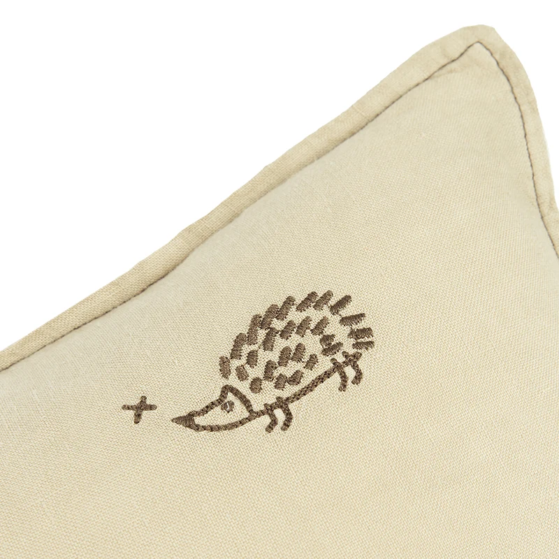 Nobodinoz Leinen Kissen mit Stickerei Green Tea