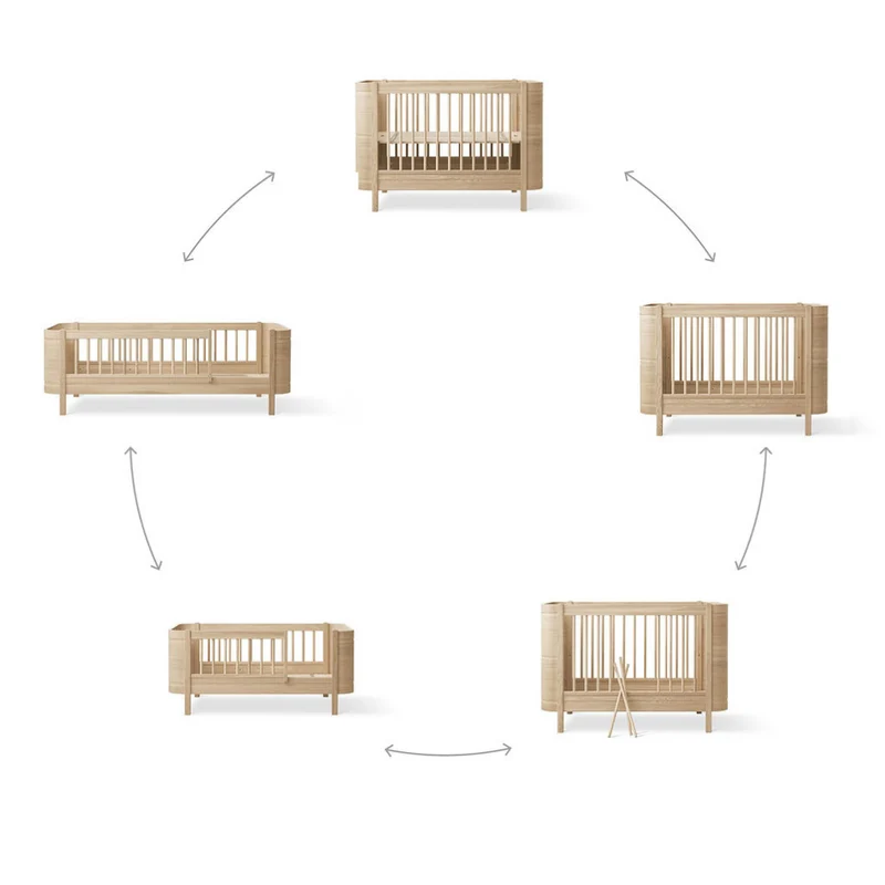 Oliver Furniture Wood Mini+ Babybett inkl. Umbauset Juniorbett Eiche