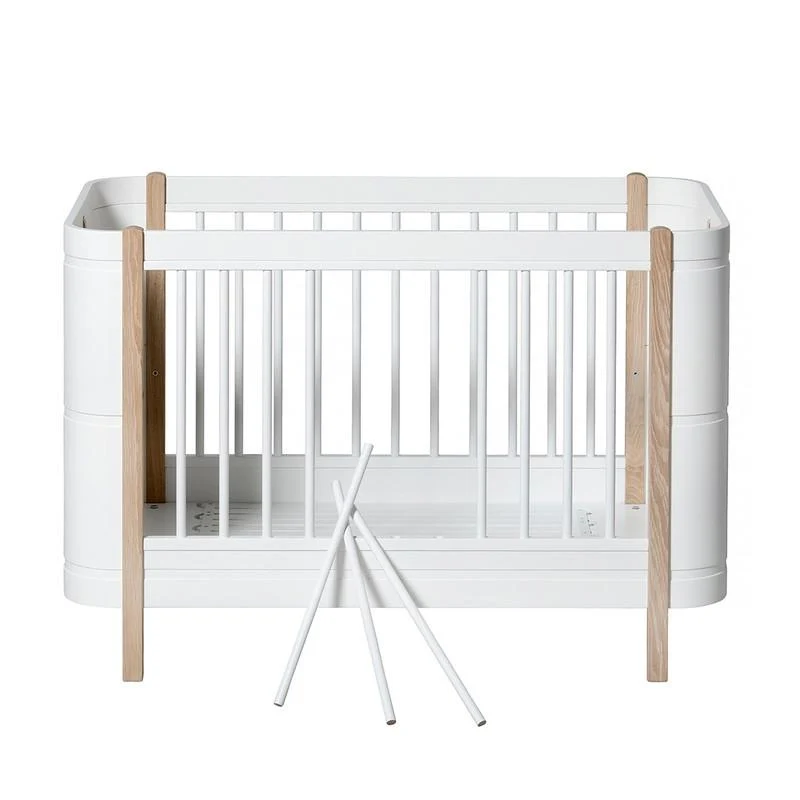 Oliver Furniture Wood Mini+ Babybett inkl. Umbauset Juniorbett Weiss/Eiche