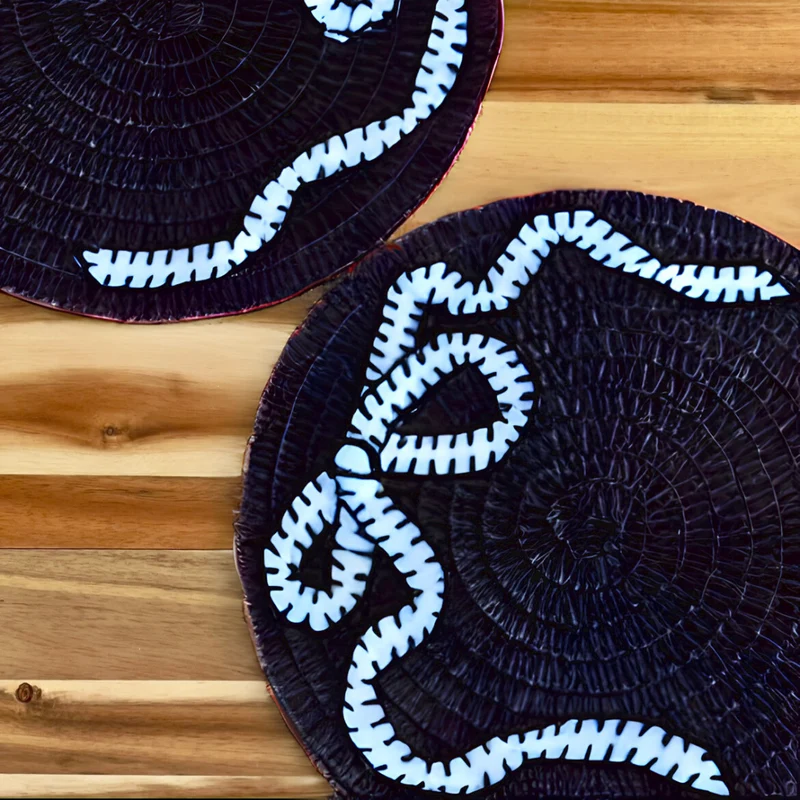 DIY Kit - Embroidered Bow Round Placemats
