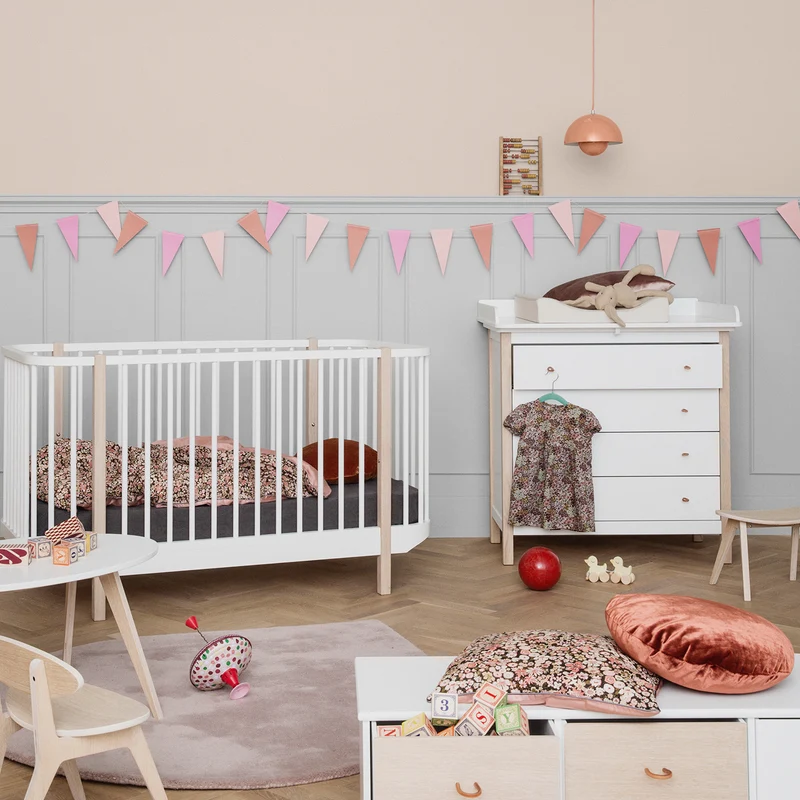 Oliver Furniture Wickelplatte für Wood Kommode mit 4 Schubladen Weiss