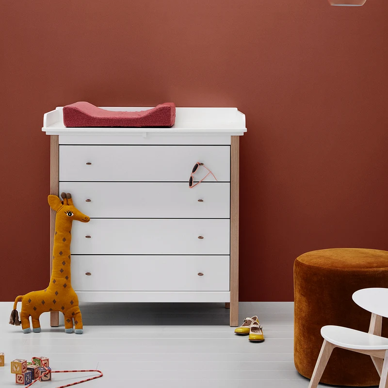 Oliver Furniture Wickelplatte für Wood Kommode mit 4 Schubladen Weiss