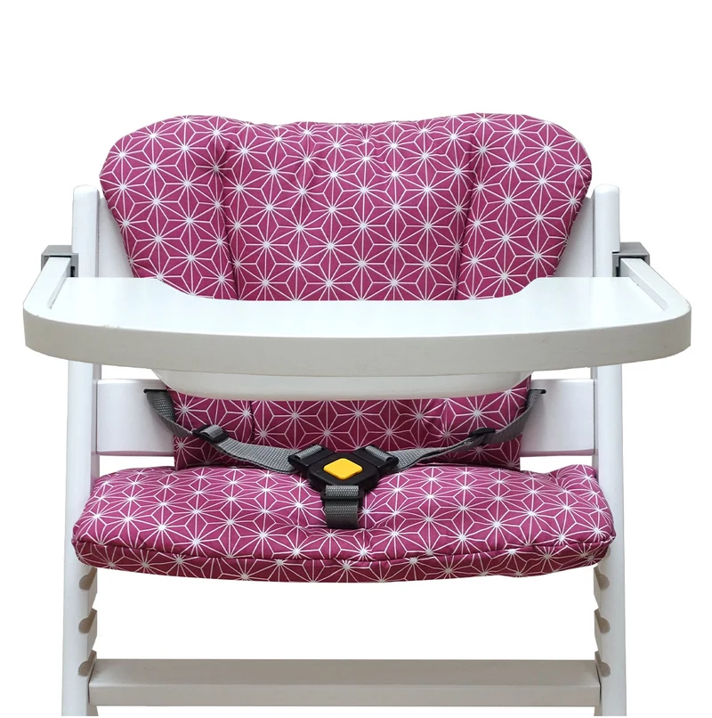 ABWASCHBAR Timba Sitzkissen Set Happy Star Cranberry Pink für Bebeconfort Hochstuhl