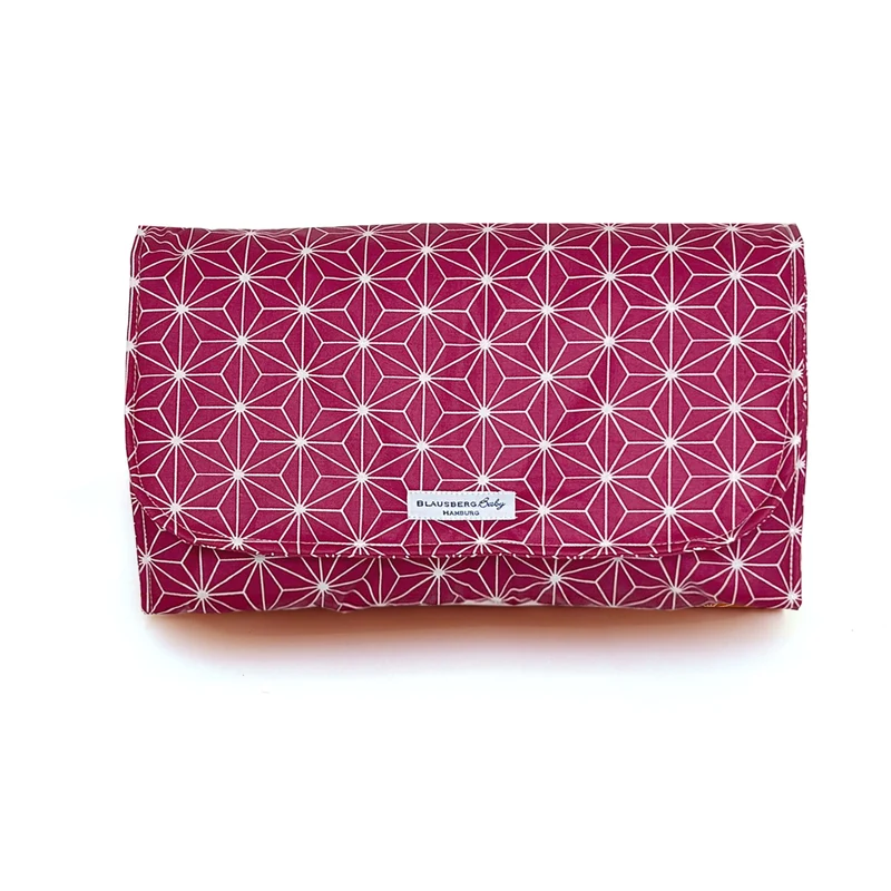 Wickeltasche Windeltasche mit Wickelunterlage für unterwegs ABWASCHBAR Happy Star Cranberry Rot Beschichtet