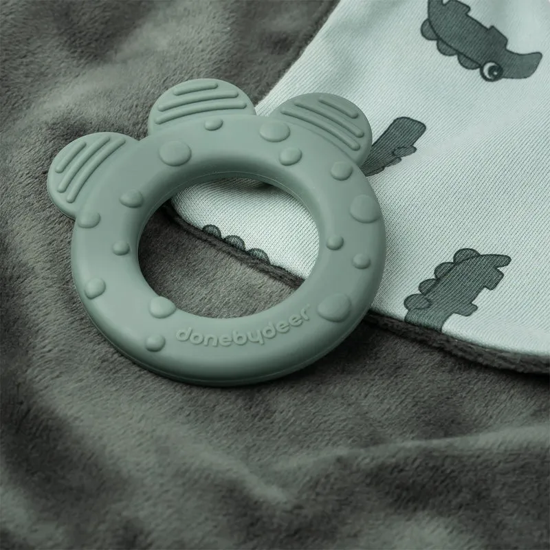 Schnuffeltuch mit Beißring “Croco Green”