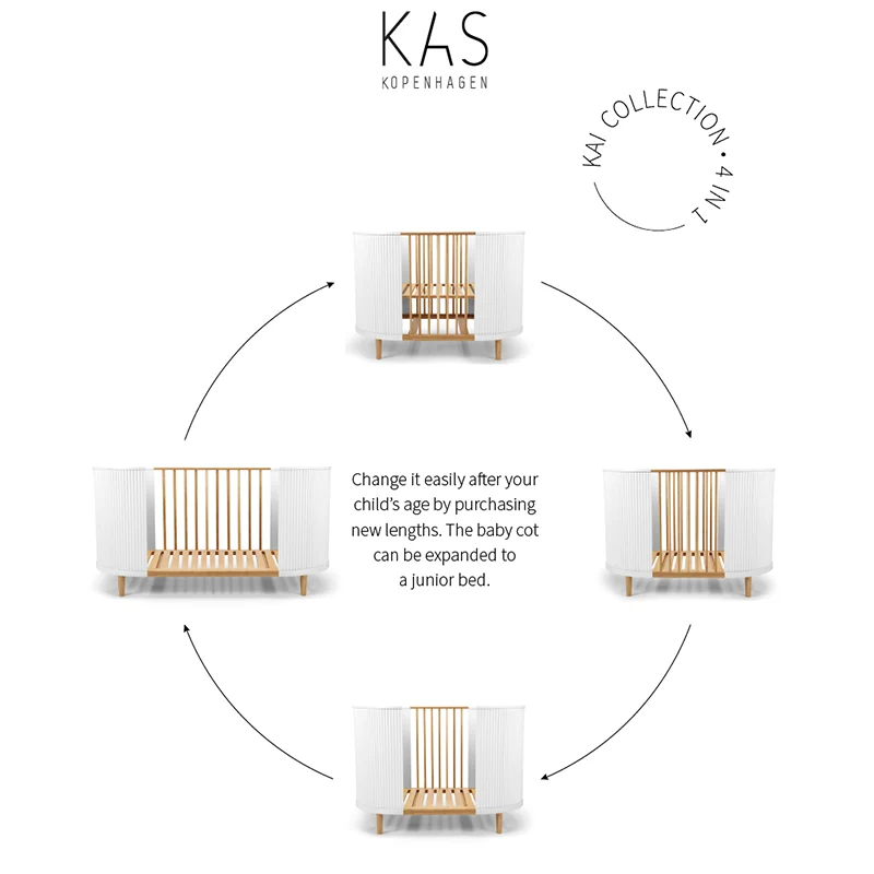 Kas Kopenhagen Babybett 70 x 120 'Kai' White Oak