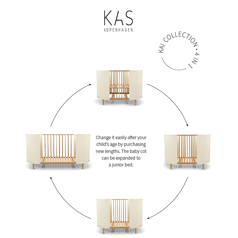 Kas Kopenhagen Babybett 70 x 120 'Kai' Cream Oak