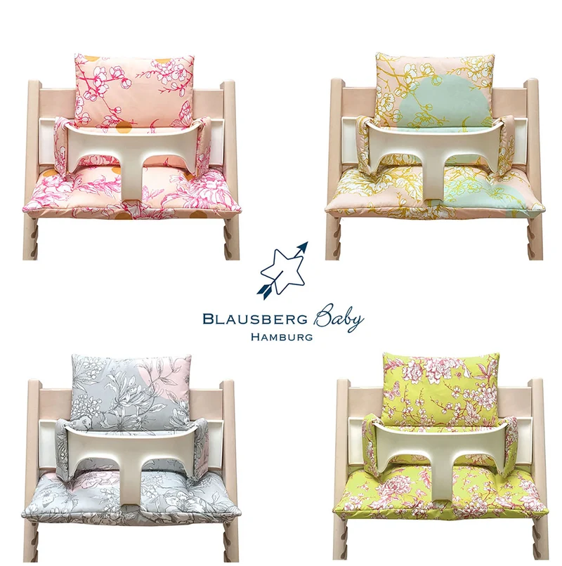 Sitzkissen Set für Stokke Tripp Trapp® ABWASCHBAR - Cherry Blossom Gelb Pink