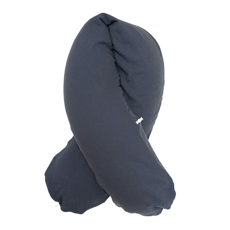 "Das Original" Theraline Stillkissen inkl. Musselin Bezug (190 cm x 38 cm) - Dunkelgrau