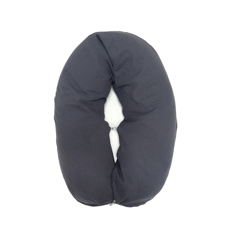 "Das Original" Theraline Stillkissen inkl. Musselin Bezug (190 cm x 38 cm) - Dunkelgrau