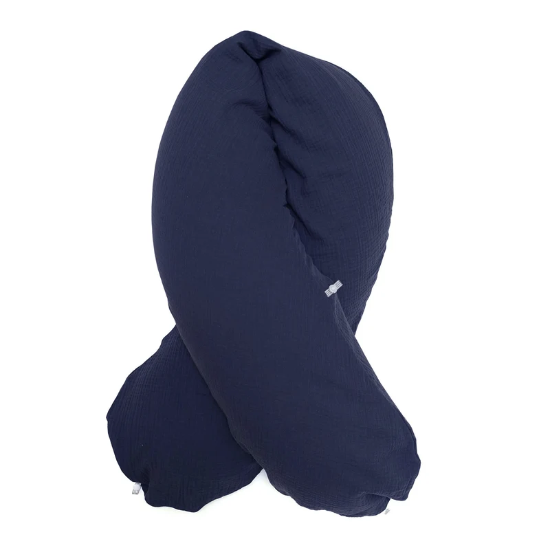 "Das Original" Theraline Stillkissen inkl. Musselin Bezug (190 cm x 38 cm) - Dunkelblau