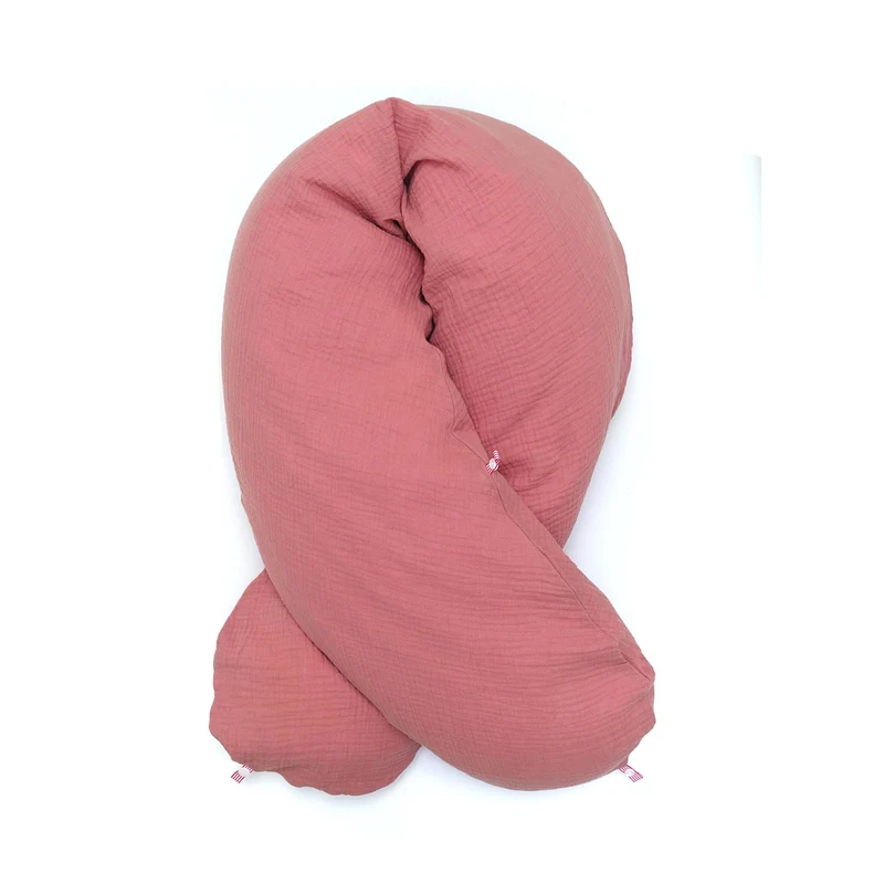 Stillkissenbezug aus Musselin mit Nestbau-Funktion für Theraline "Das Original" (190cm x38 cm) - Altrosa