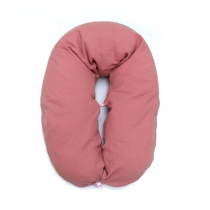 Stillkissenbezug aus Musselin mit Nestbau-Funktion für Theraline "Das Original" (190cm x38 cm) - Altrosa