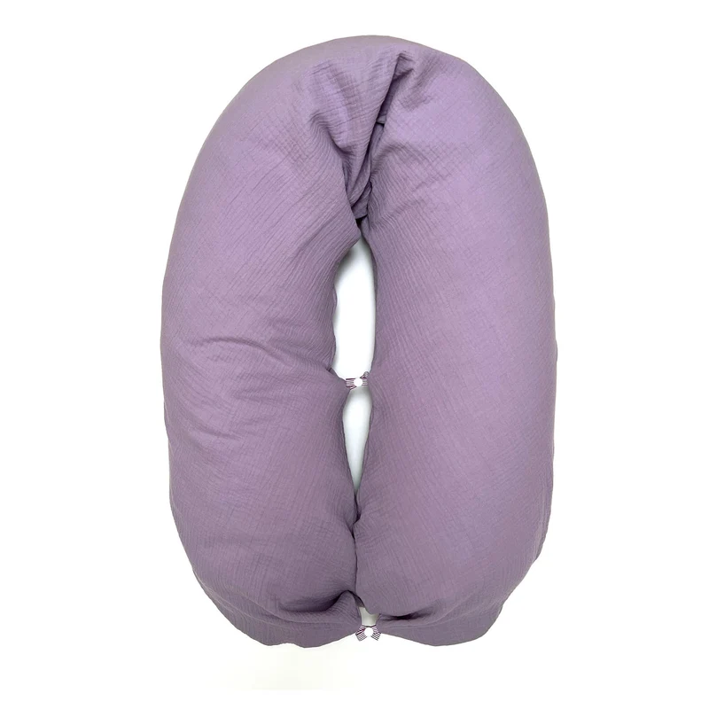 Stillkissenbezug aus Musselin mit Nestbau-Funktion für Theraline "Das Original" (190cm x38 cm) - Lila