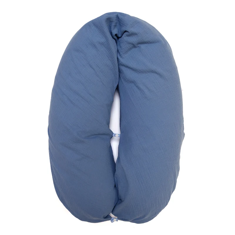 Stillkissenbezug aus Musselin mit Nestbau-Funktion für Theraline "Das Original" (190cm x38 cm) in Kornblumen Blau