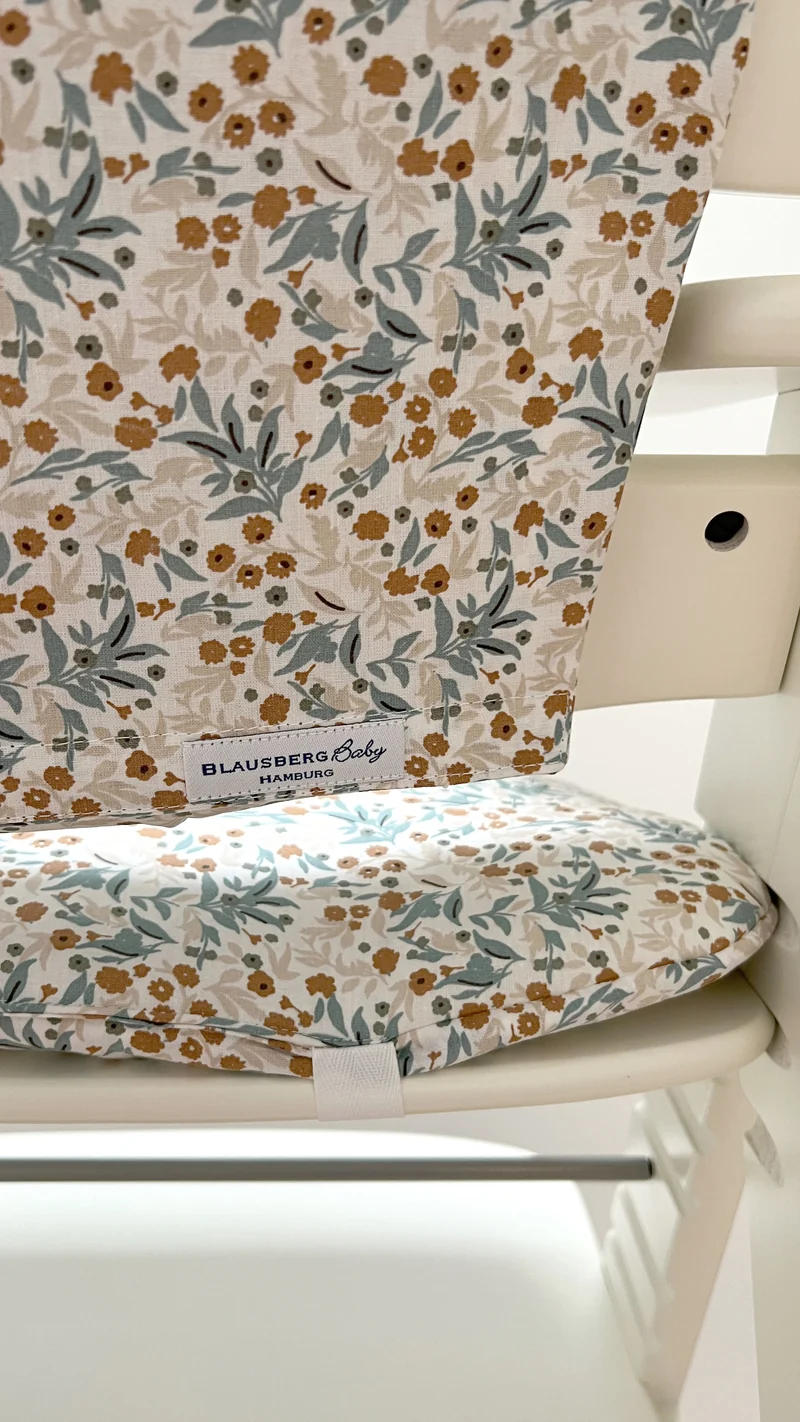 Sitzkissen Set für Hauck Alpha ABWASCHBAR Blumenwiese Blau Beige