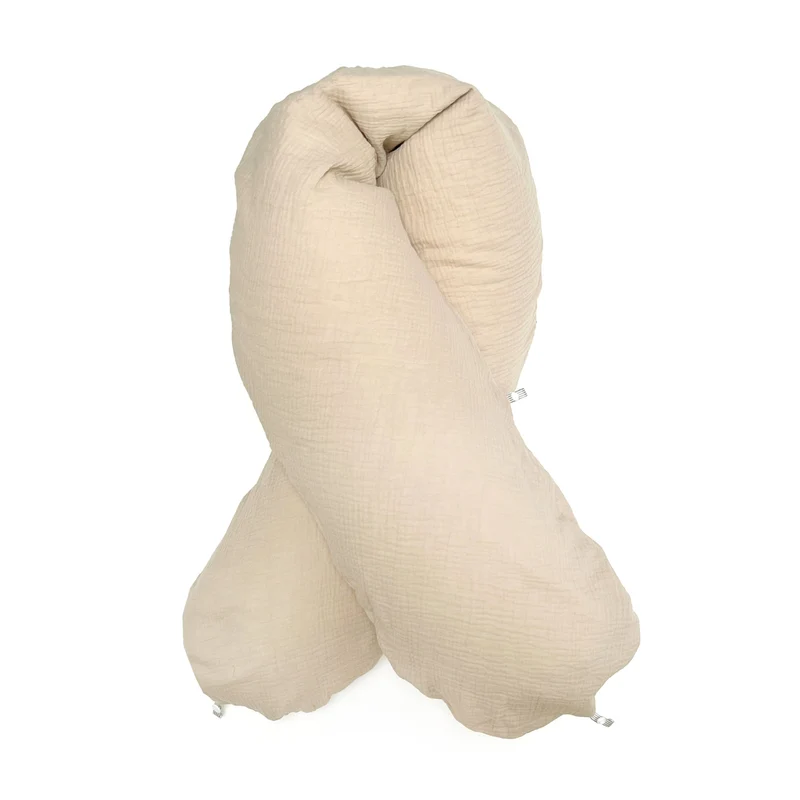 Stillkissenbezug Musselin mit Nestbau-Funktion für Theraline "Das Original" (190cm x38 cm) in Beige