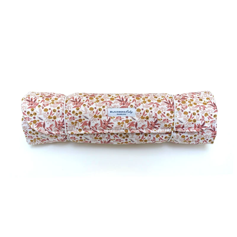 Wickelunterlage für unterwegs ABWASCHBAR - beschichtet, abwischbar, wasserabweisend in Blumenwiese Rosa