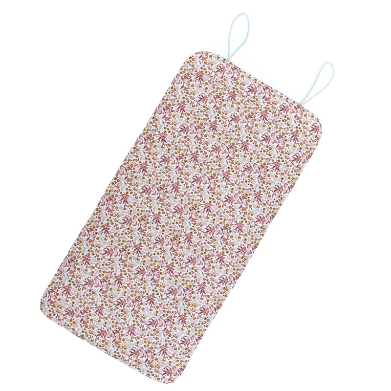 Wickelunterlage für unterwegs ABWASCHBAR - beschichtet, abwischbar, wasserabweisend in Blumenwiese Rosa