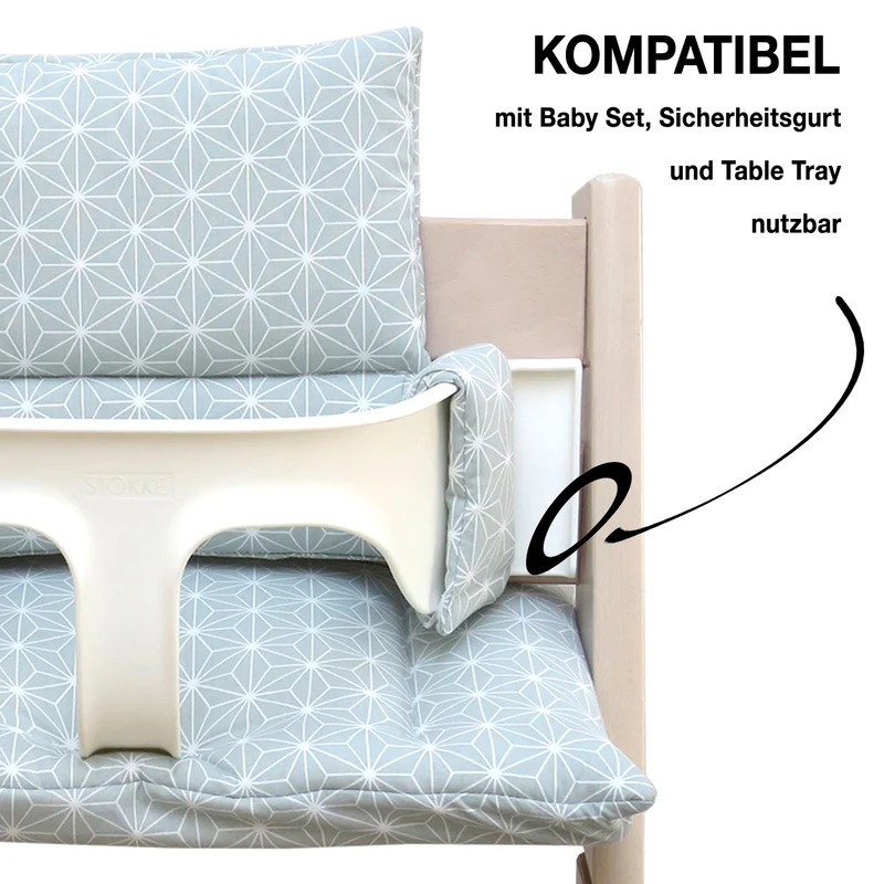 Sitzkissen Set für Stokke Tripp Trapp® ABWASCHBAR - Happy Star Grün