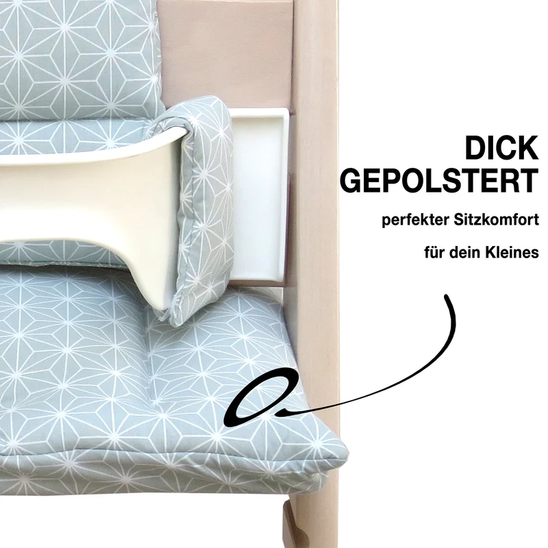 Sitzkissen Set für Stokke Tripp Trapp® ABWASCHBAR - Happy Star Grün