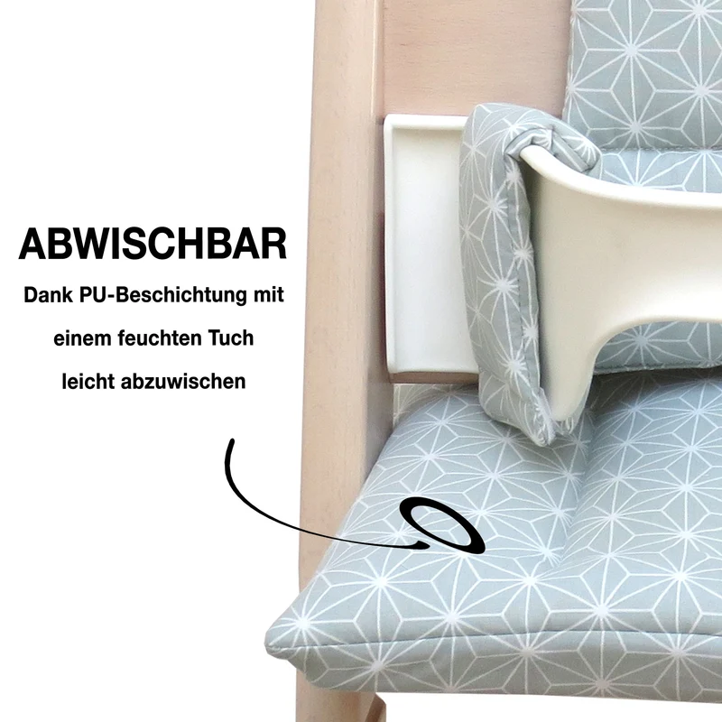 Sitzkissen Set für Stokke Tripp Trapp® ABWASCHBAR - Happy Star Grün