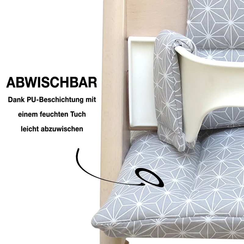 Sitzkissen Set für Stokke Tripp Trapp® ABWASCHBAR - Happy Star Grau
