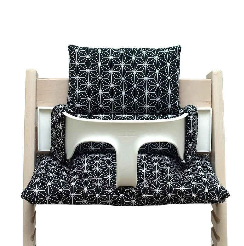 Sitzkissen Set für Stokke Tripp Trapp® ABWASCHBAR - Happy Star Schwarz