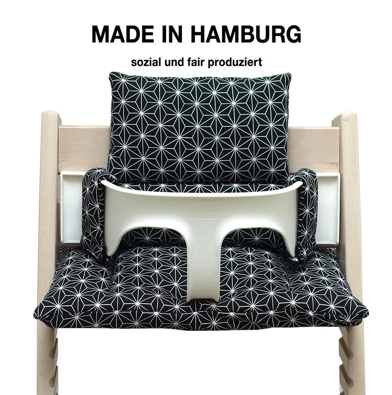 Sitzkissen Set für Stokke Tripp Trapp® ABWASCHBAR - Happy Star Schwarz