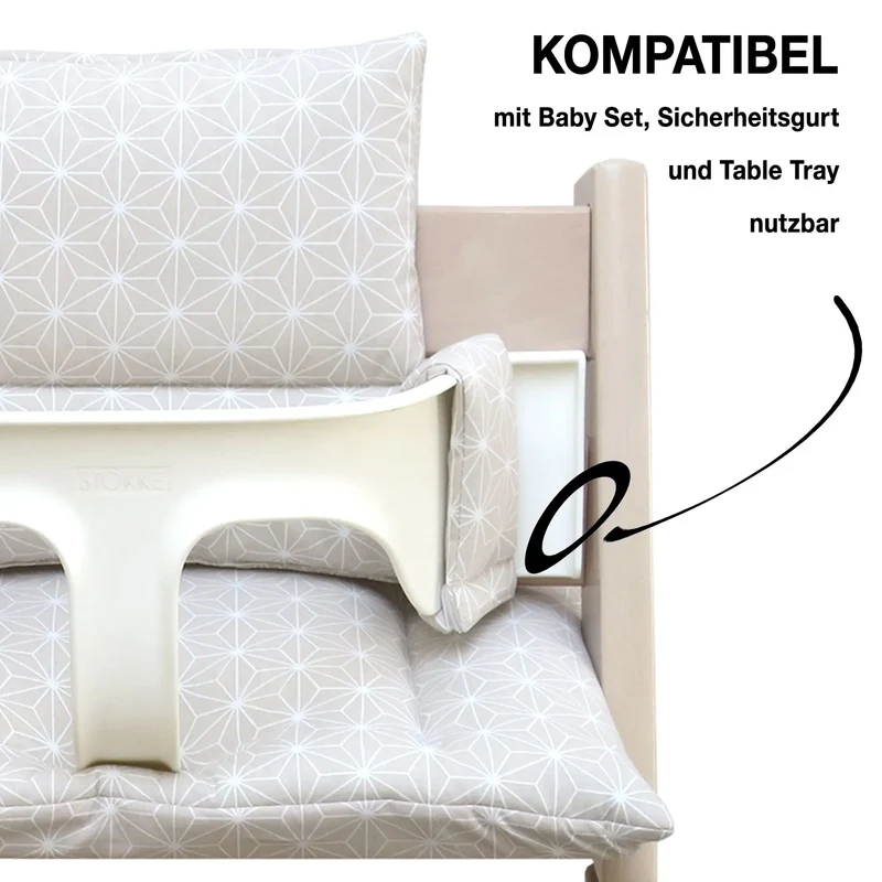 Sitzkissen Set für Stokke Tripp Trapp® ABWASCHBAR - Happy Star Beige