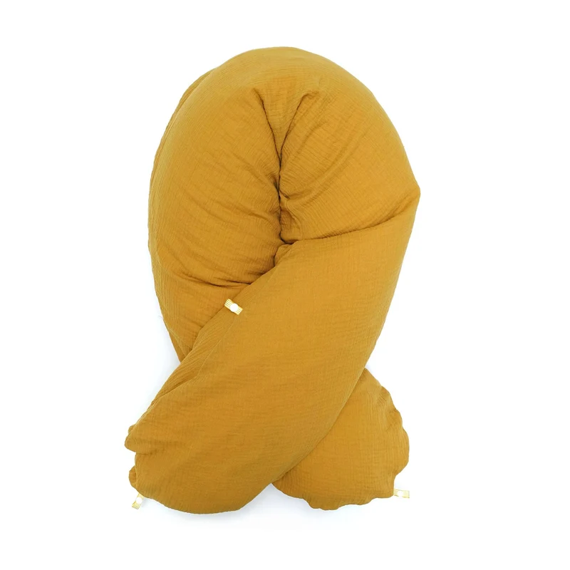 "Das Original" Theraline Stillkissen inkl. Musselin Bezug (190 cm x 38 cm) - Senf Gelb
